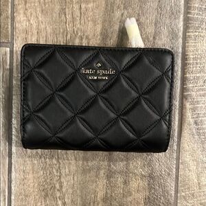 NWT Kate Spade Black leather Quilted Wallet